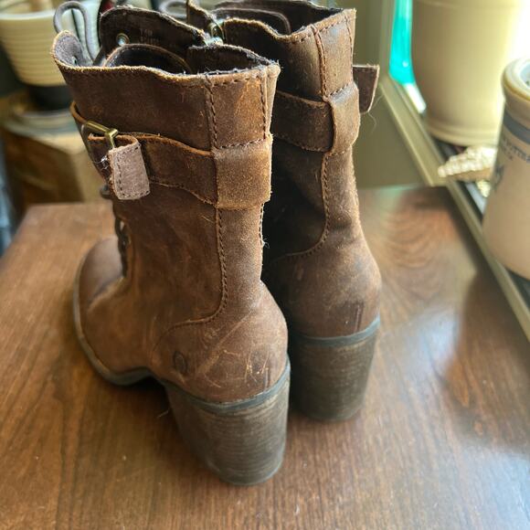 Born Brown Ankle Boots with Buckle Detail - Picture 9 of 14